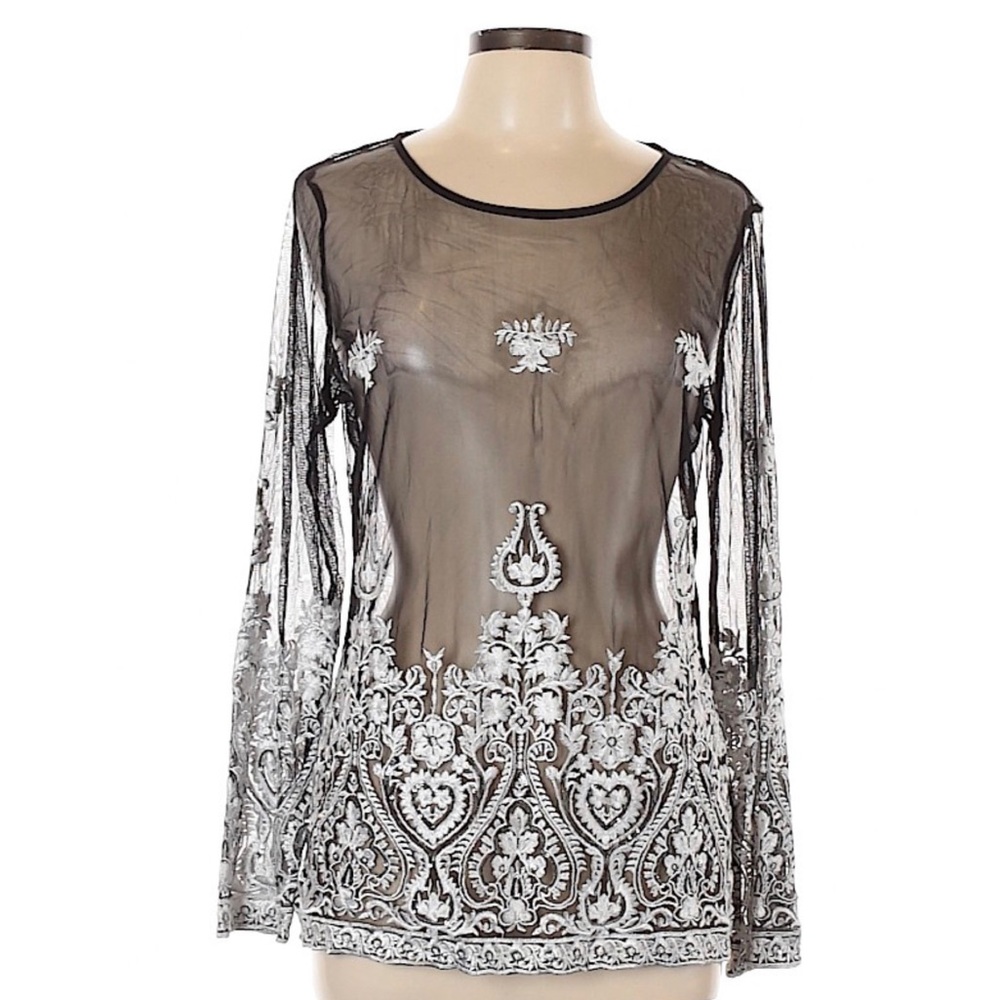 Embroidered black top